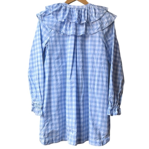 Hill House The Colette Dress in Blue Jacquard Check Ruffle Sz XS - Picture 9 of 15